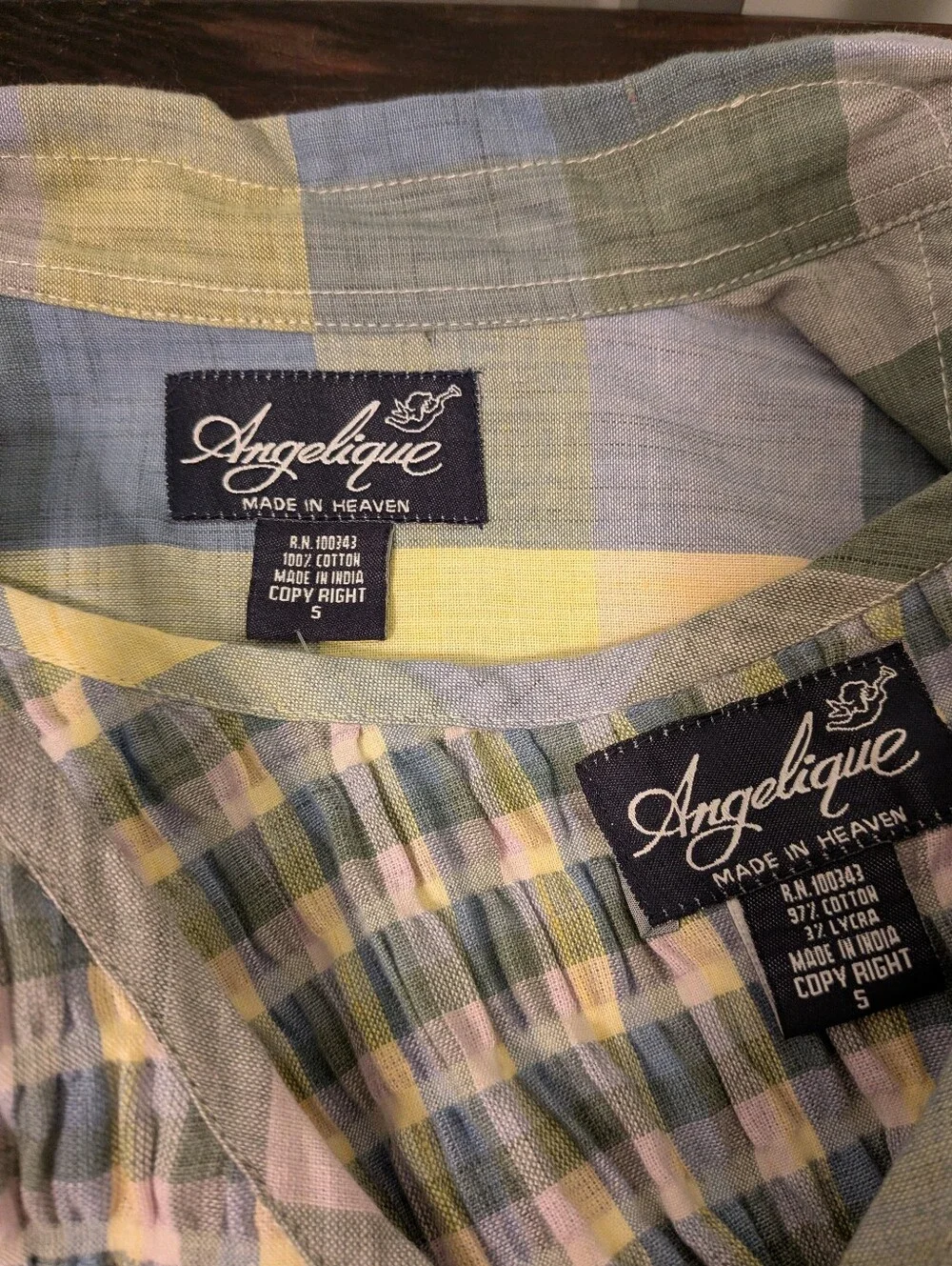 Vintage NWT Angelique 90's Pastel Plaid 2-Piece Twin Set Top Small